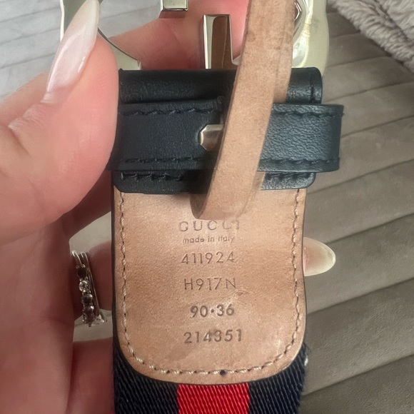 Gucci Navy and Red Belt with Iconic Interlocking G Buckle - Picture 3 of 6